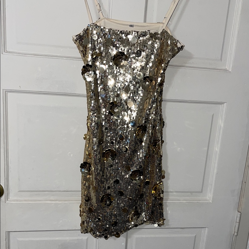 Sequin Mini Dress in Gold and Silver